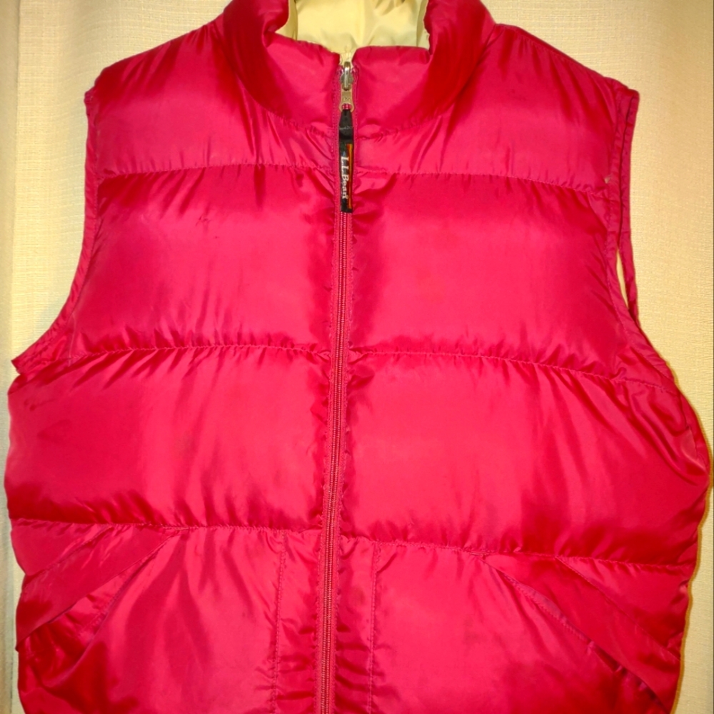 ll bean reversible goose down puffer vest jacket size XL